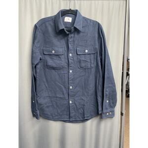 NN07 Shirt MediumNavy Blue 100% Cotton 2-Pocket Long Sleeve Casual Button Up A35